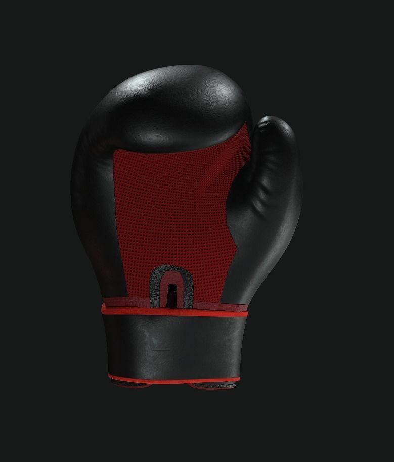 Boxing Glove-Black Low-poly 3D model_4
