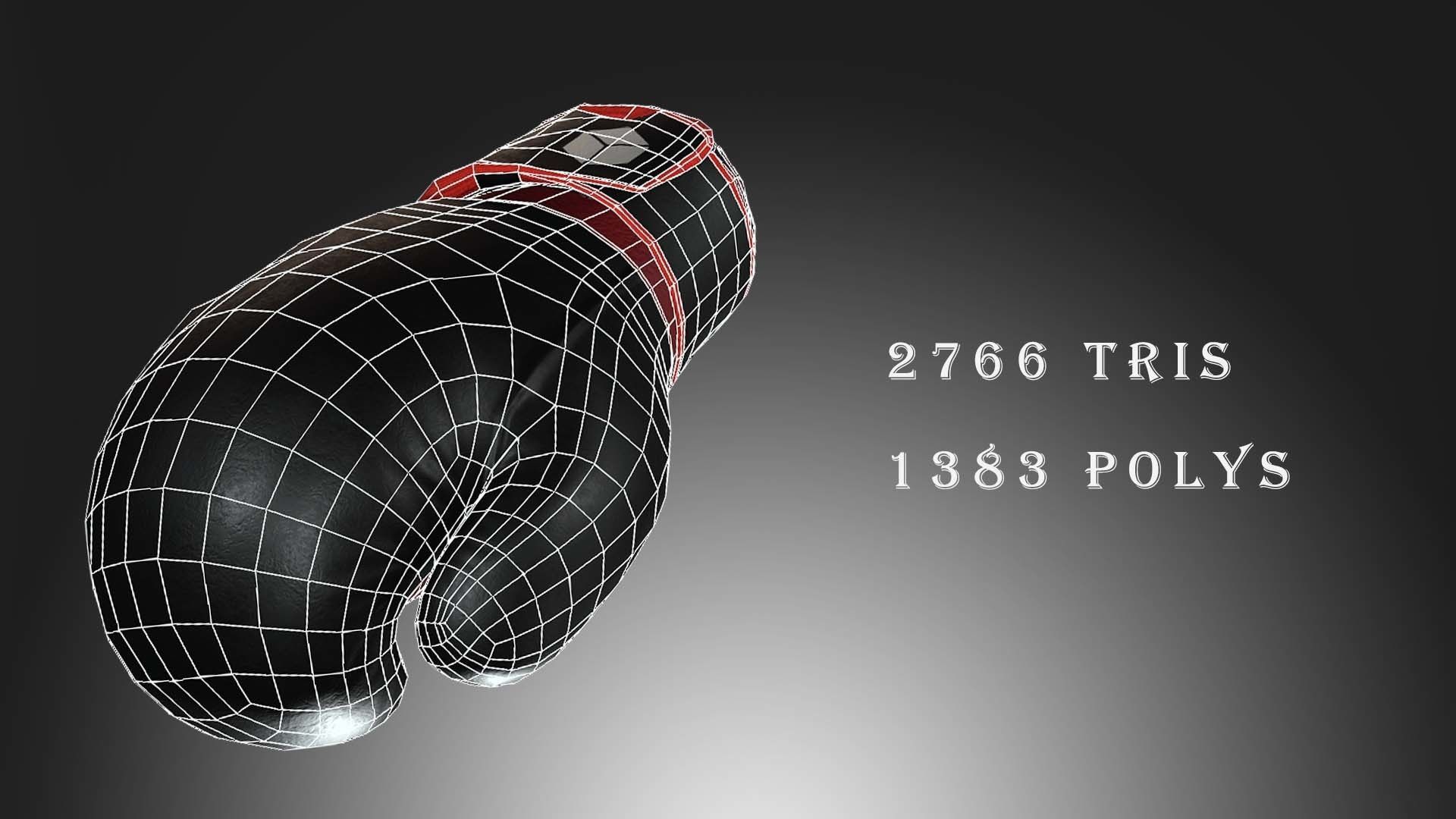 Boxing Glove-Black Low-poly 3D model_1