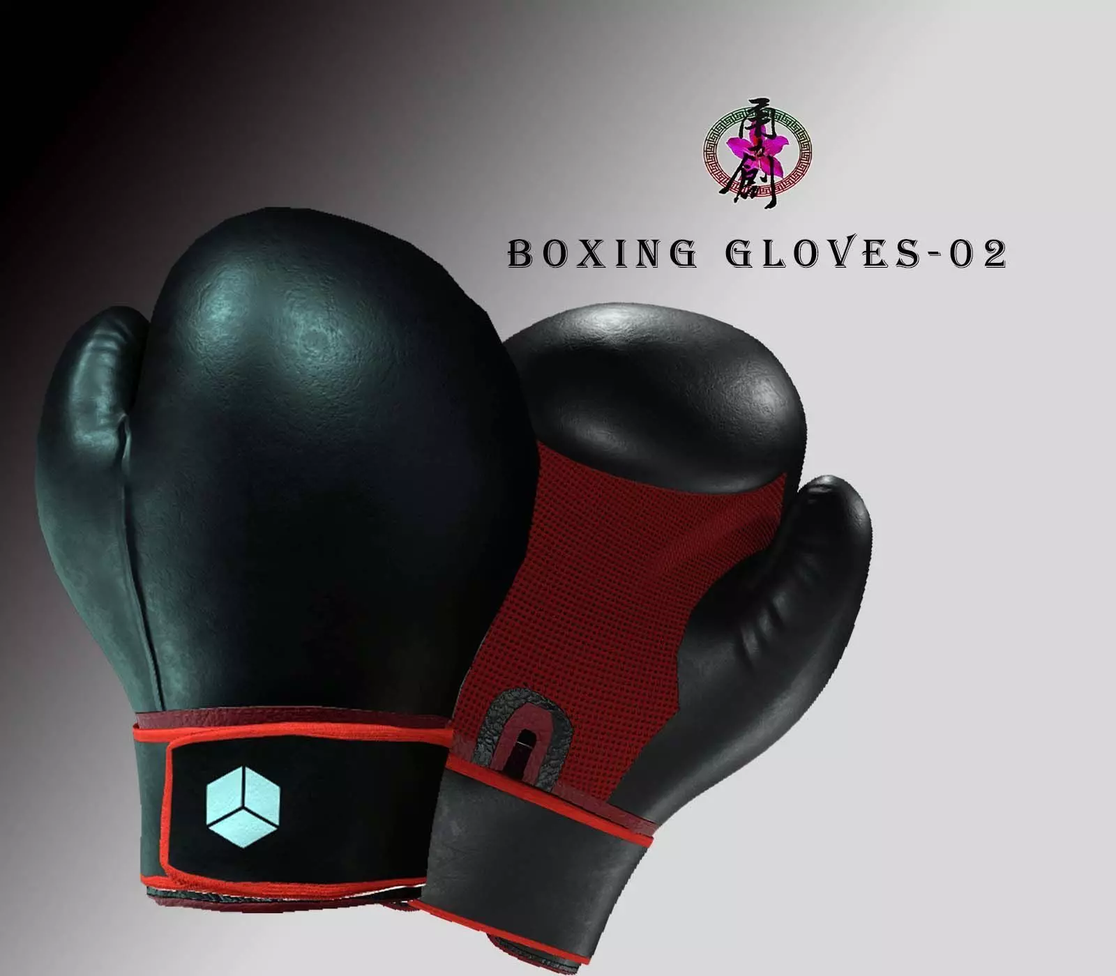 Boxing Glove-Black Low-poly 3D model_0