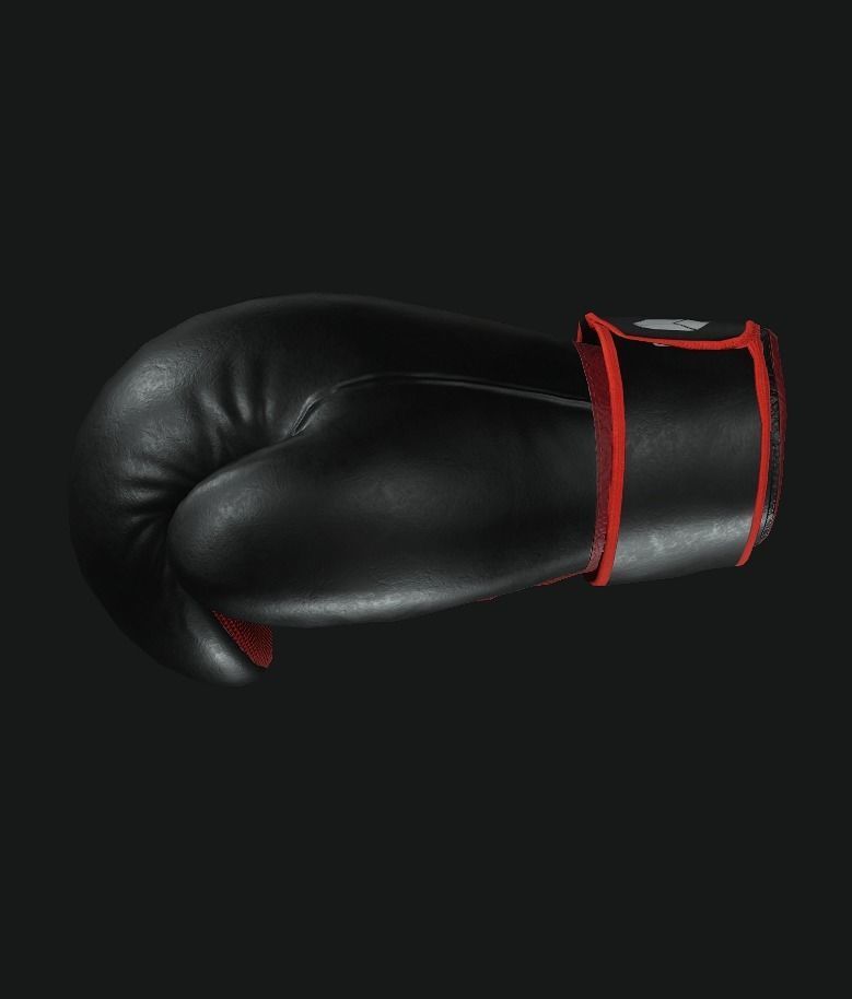 Boxing Glove-Black Low-poly 3D model_3