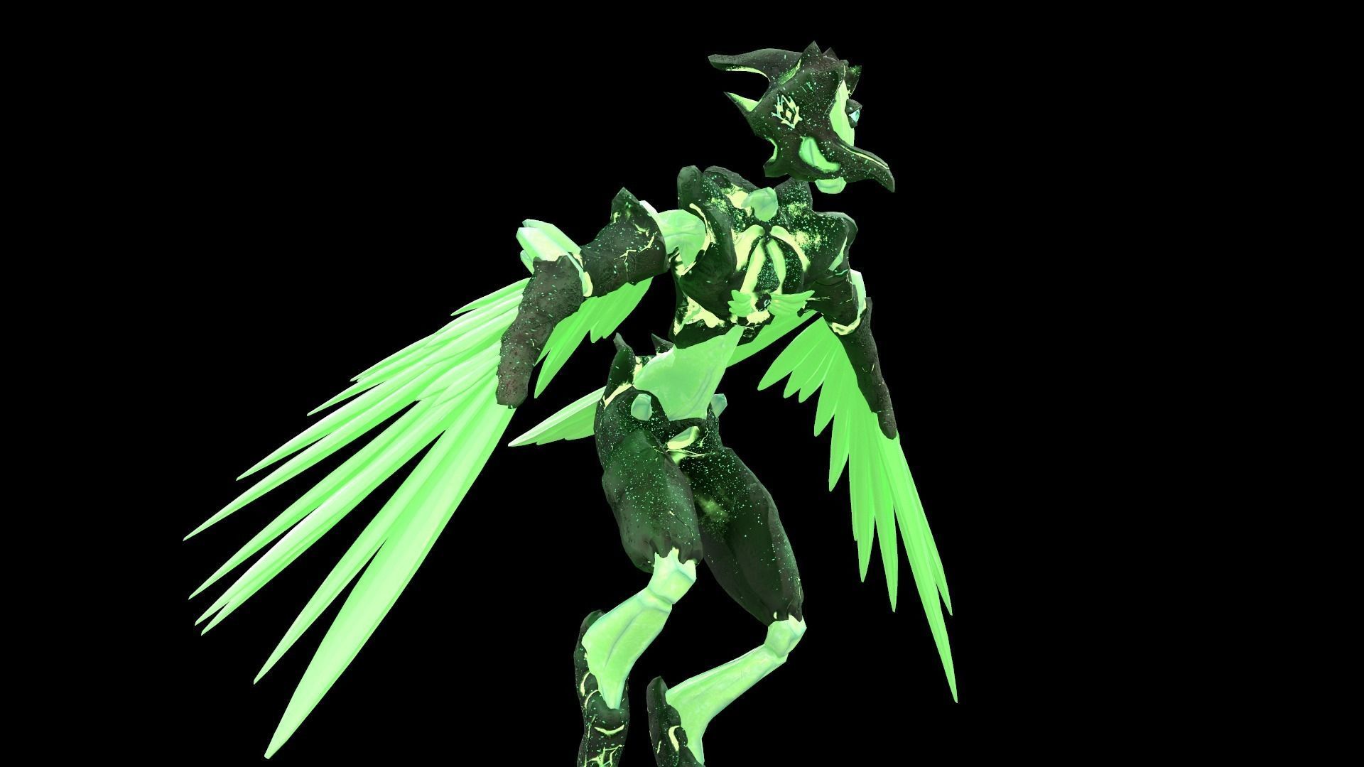 Monster Crystal Phoenix Low Poly model Low-poly 3D model_27