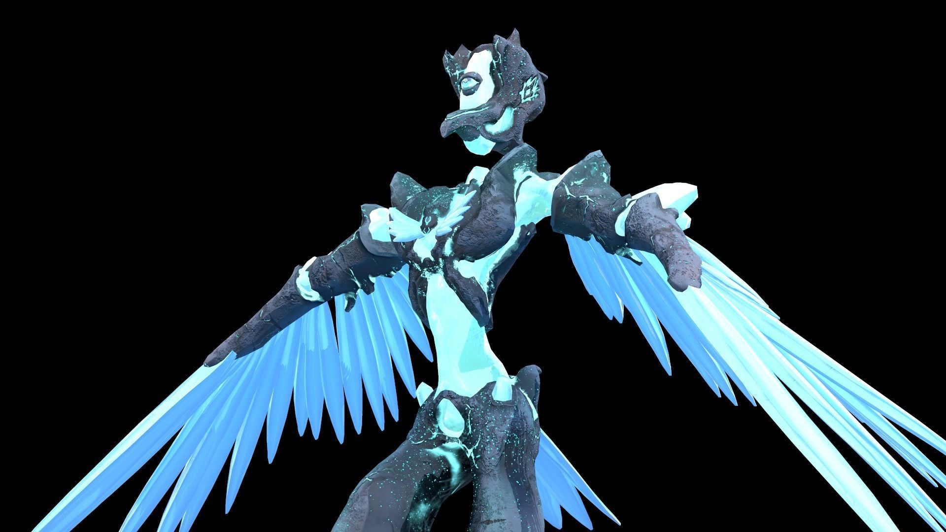 Monster Crystal Phoenix Low Poly model Low-poly 3D model_24