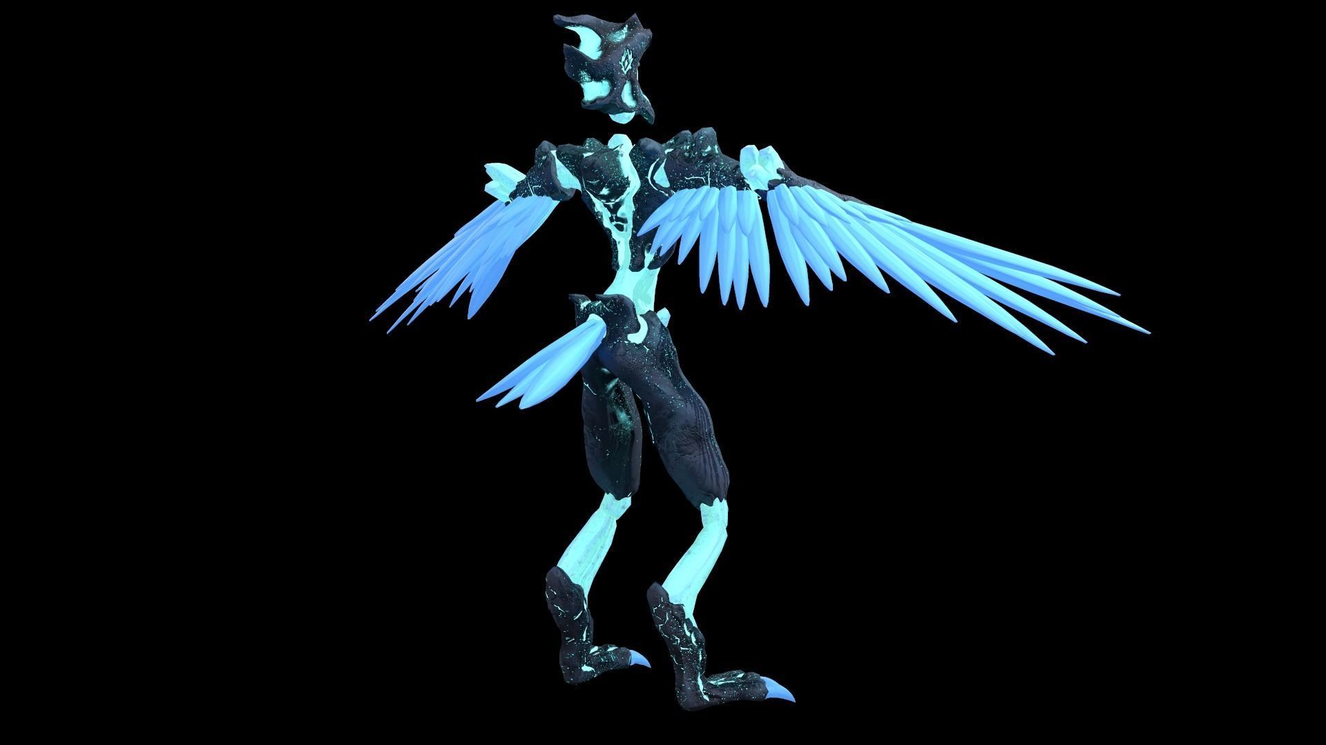 Monster Crystal Phoenix Low Poly model Low-poly 3D model_11