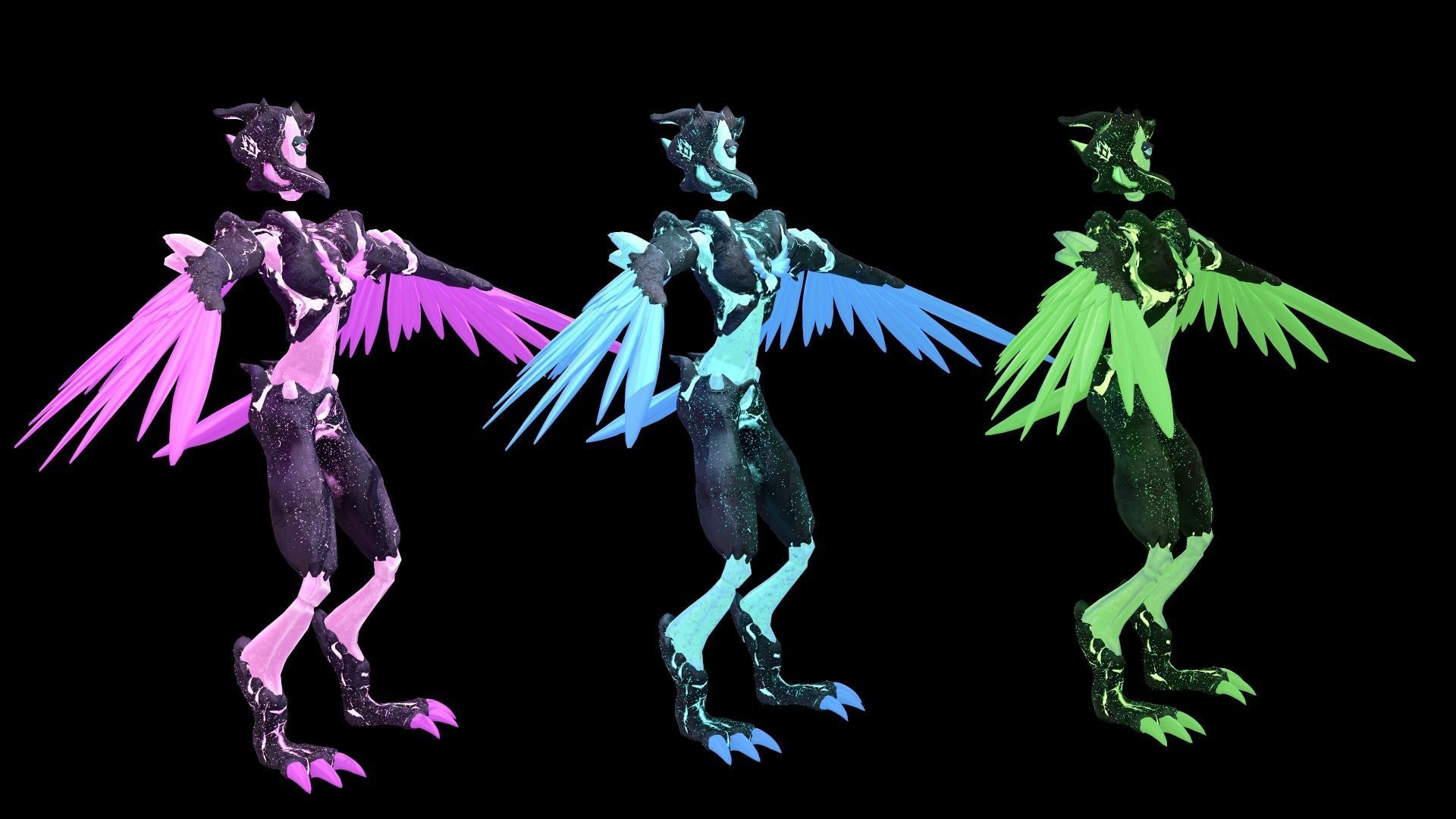 Monster Crystal Phoenix Low Poly model Low-poly 3D model_7