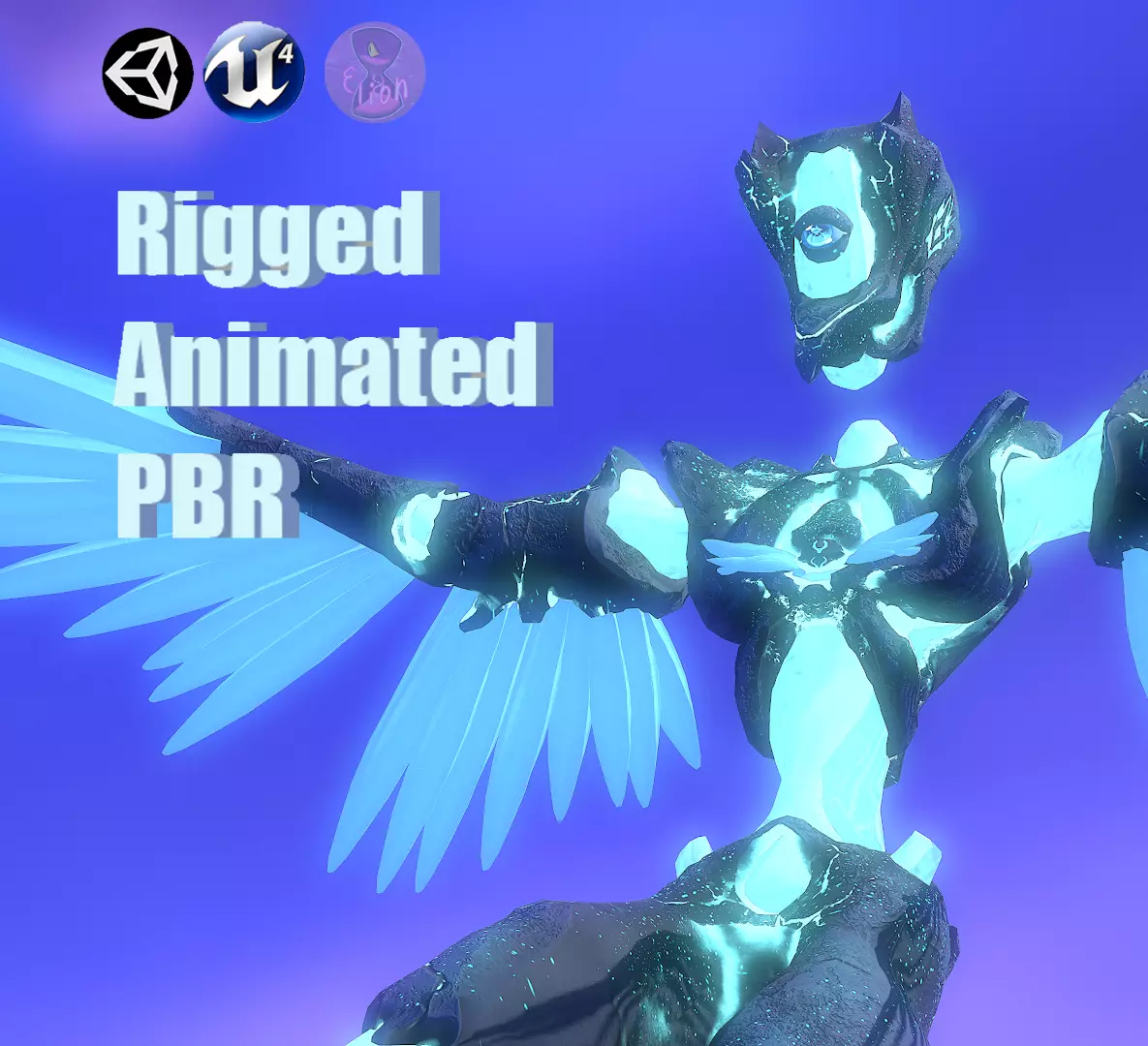 Monster Crystal Phoenix Low Poly model Low-poly 3D model_0