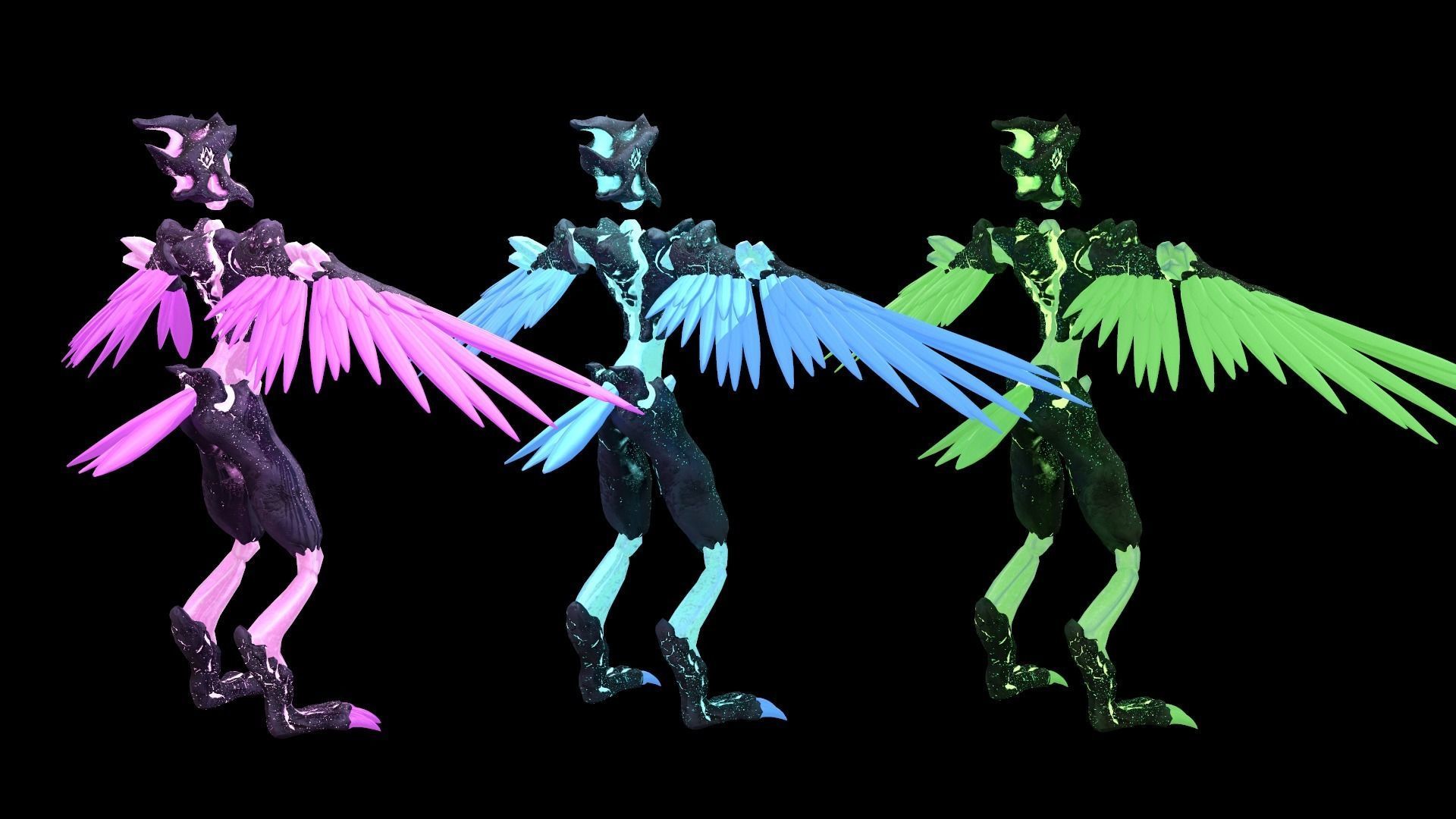 Monster Crystal Phoenix Low Poly model Low-poly 3D model_6