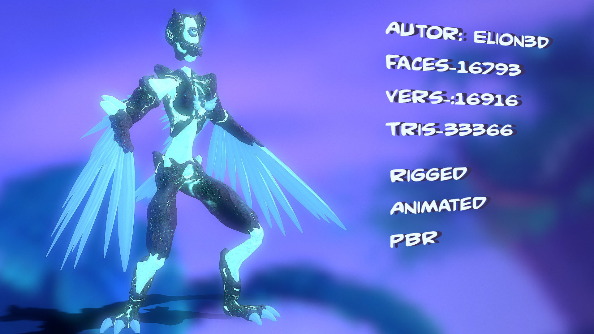 Monster Crystal Phoenix Low Poly model Low-poly 3D model_3