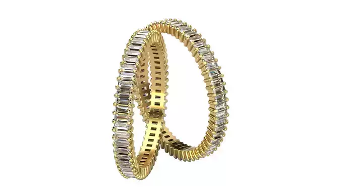 Baguette eternity ring 1x2 mm Version 2 9 sizes 3D print model