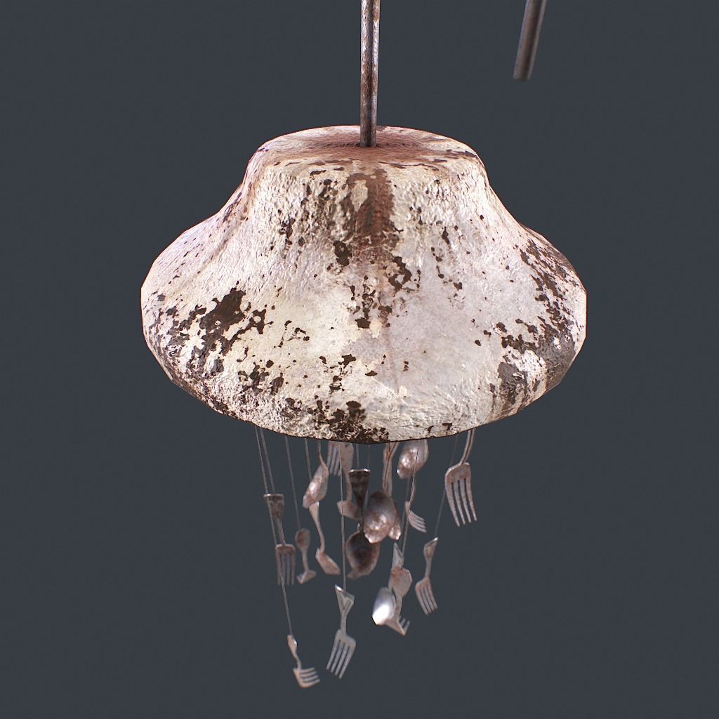 Windchime Spoons And Fork Animated Breeze Low-poly 3D model_11