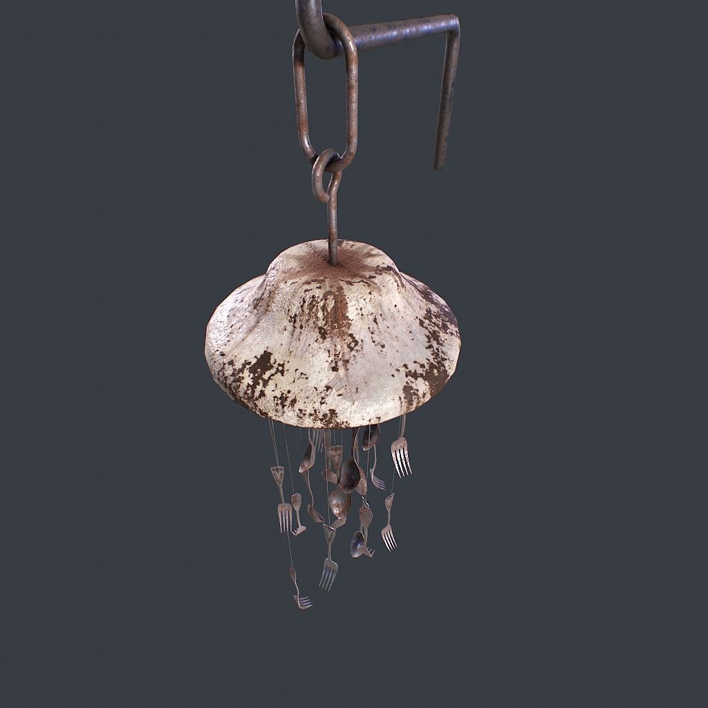 Windchime Spoons And Fork Animated Breeze Low-poly 3D model_4