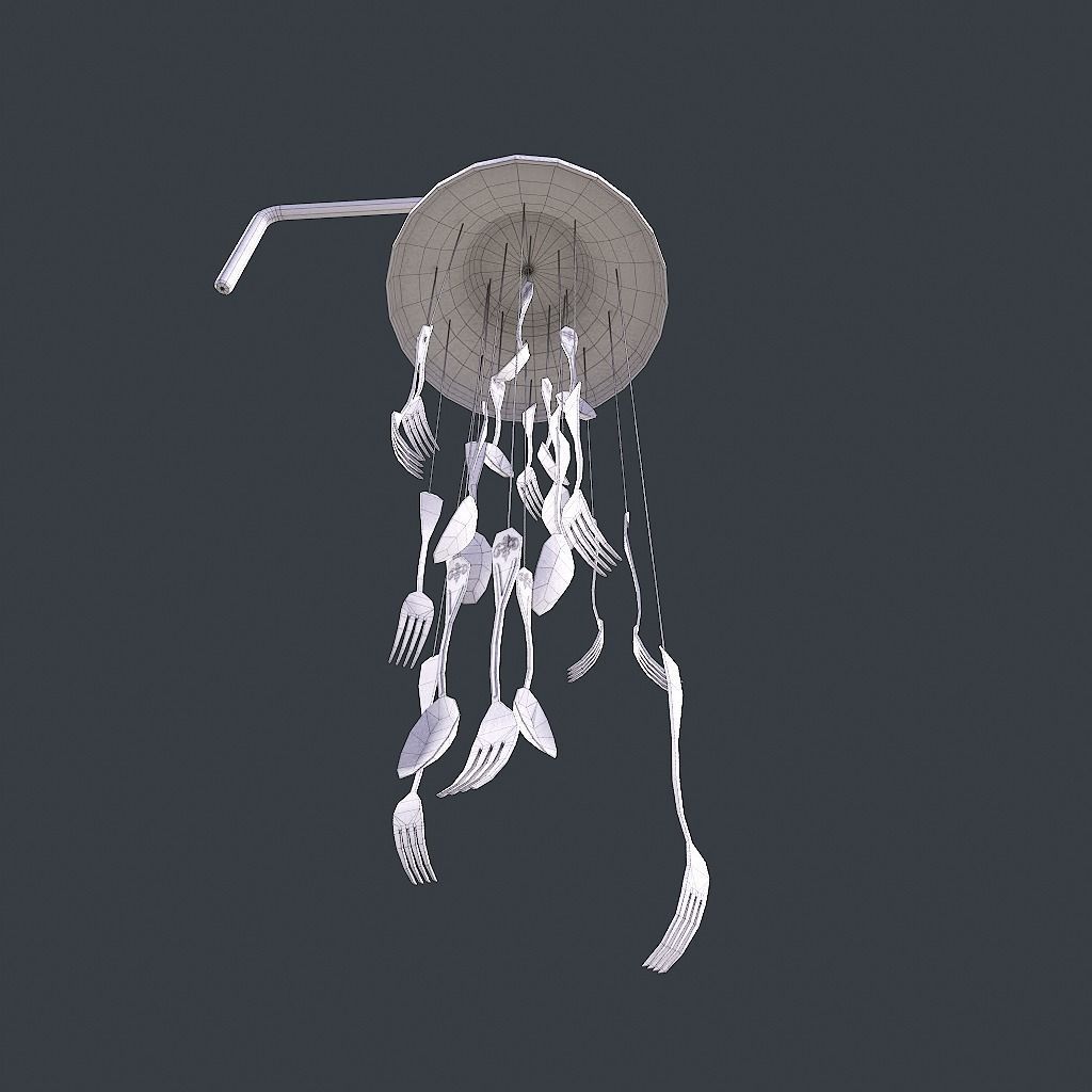 Windchime Spoons And Fork Animated Breeze Low-poly 3D model_21