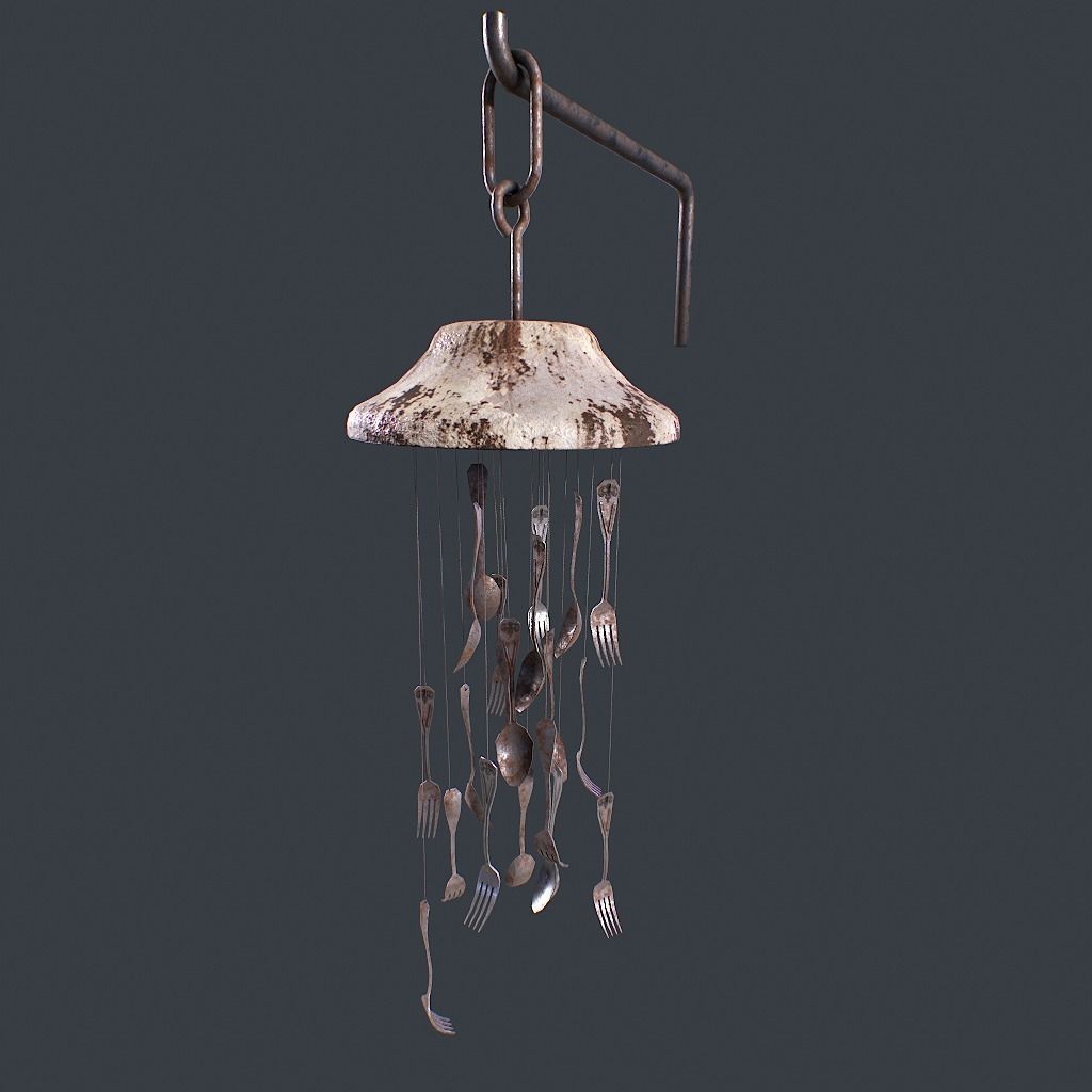 Windchime Spoons And Fork Animated Breeze Low-poly 3D model_2
