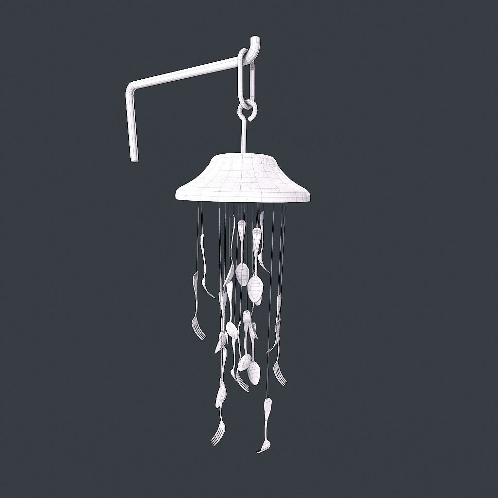 Windchime Spoons And Fork Animated Breeze Low-poly 3D model_18