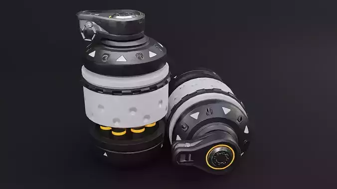 Sci - fi Grenade - Game Ready - Low Poly - PBR 3D Model  Low-poly 3D model