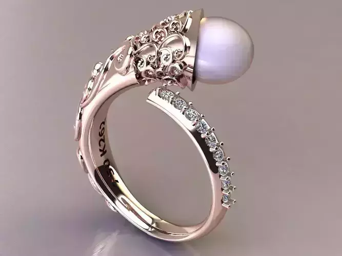 pearl ring flora design for woman