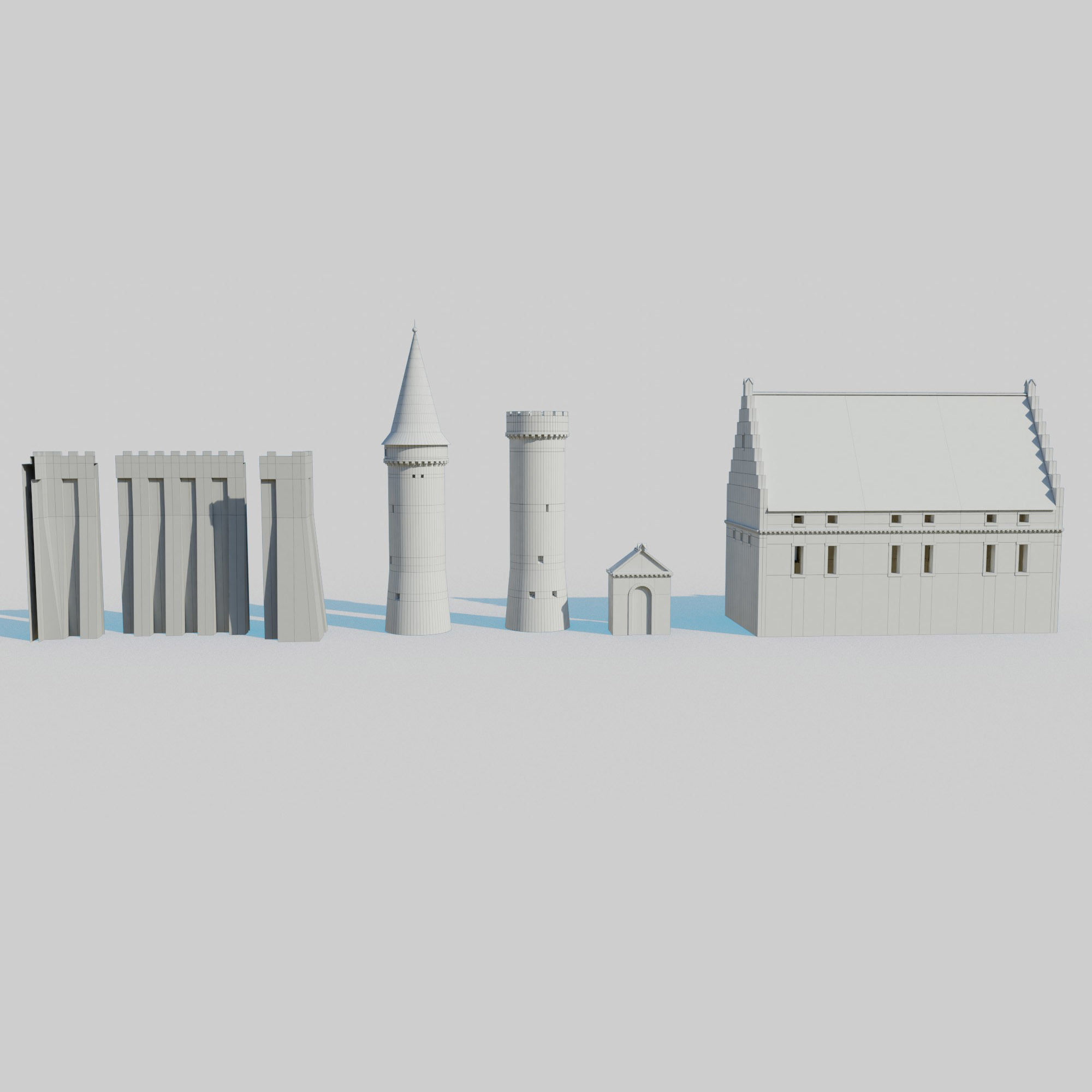 Castle Kit Bash Low-poly 3D model_2