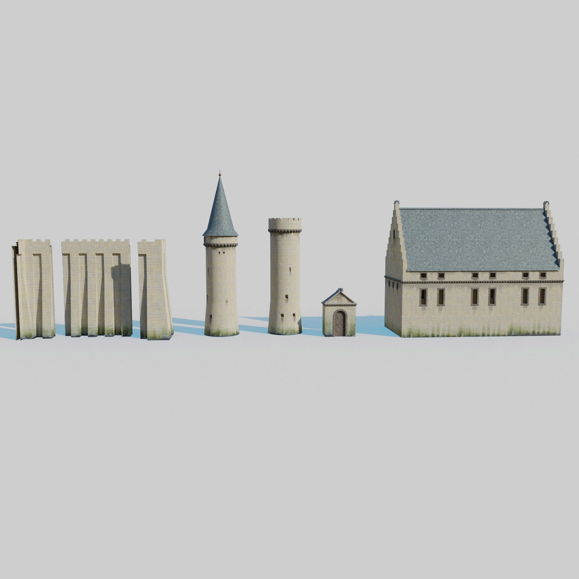 Castle Kit Bash Low-poly 3D model_1