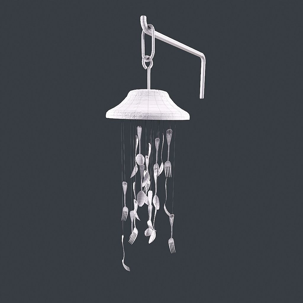 Windchime Spoons And Fork Animated Slow Low-poly 3D model_19