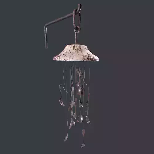 Windchime Spoons And Fork Animated Slow Low-poly 3D model