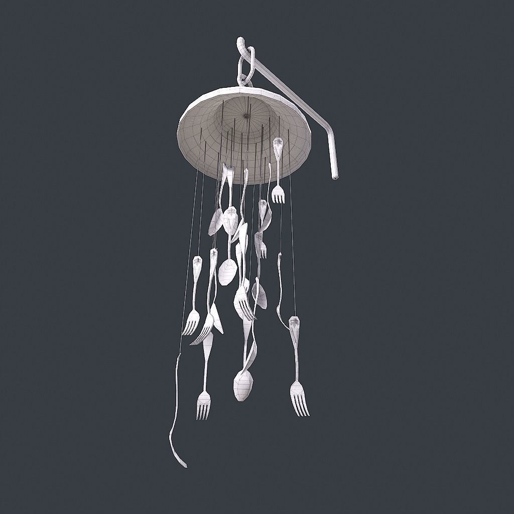 Windchime Spoons And Fork Animated Slow Low-poly 3D model_20