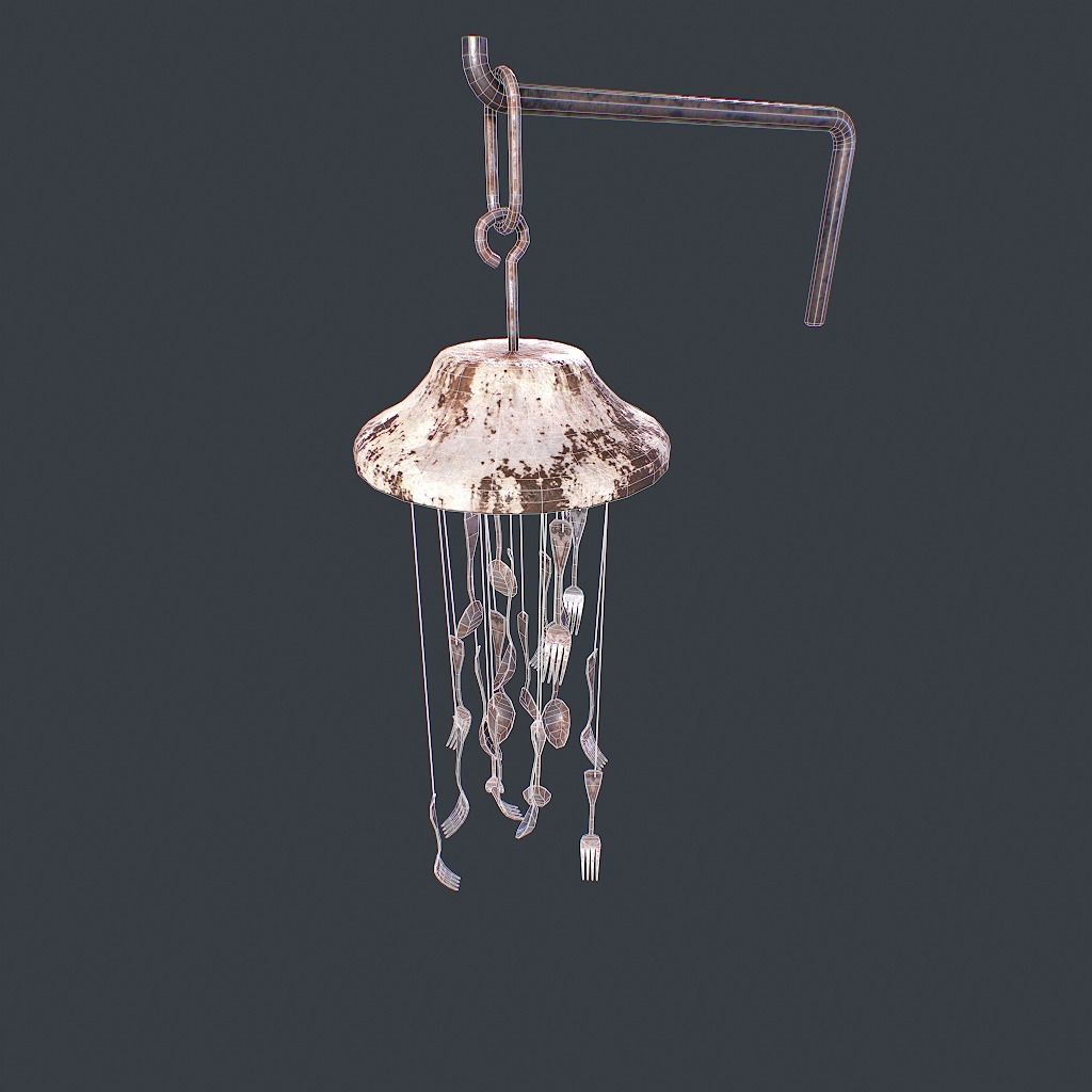 Windchime Spoons And Fork Animated Slow Low-poly 3D model_14