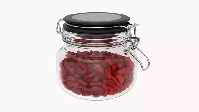 Glass kitchen jar with contents 01 3D model