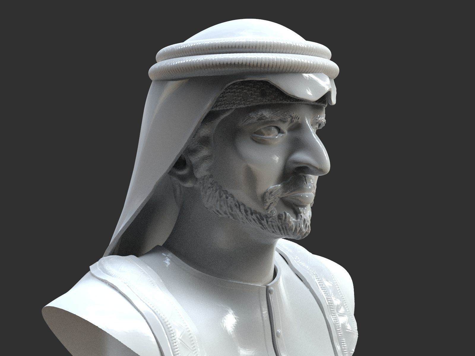 Hamdam Bin Mohamed Al Maktoum Bust 3D print model_9