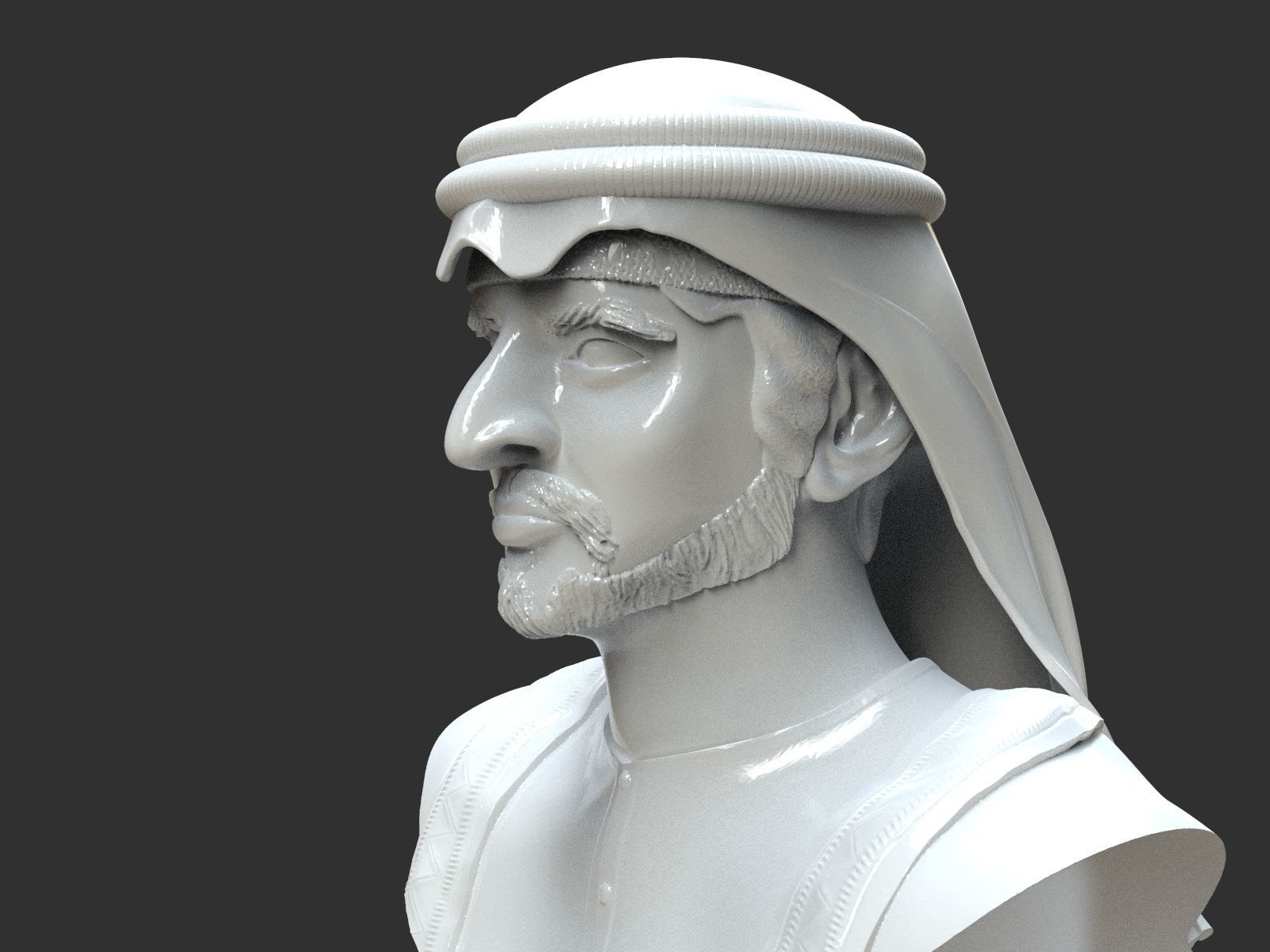 Hamdam Bin Mohamed Al Maktoum Bust 3D print model_2