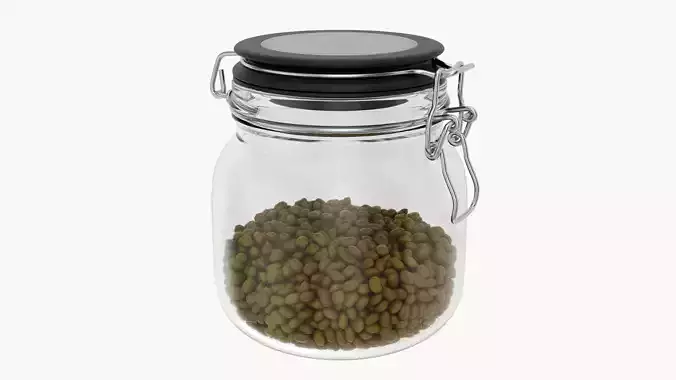 Glass kitchen jar with contents 02