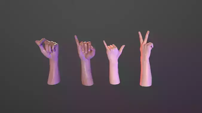 Hand ultimate pack 4 man woman game ready pbr low poly 3d model