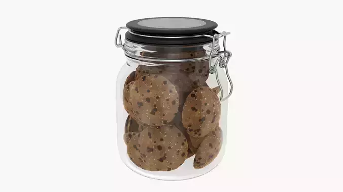 Glass kitchen jar with contents 03