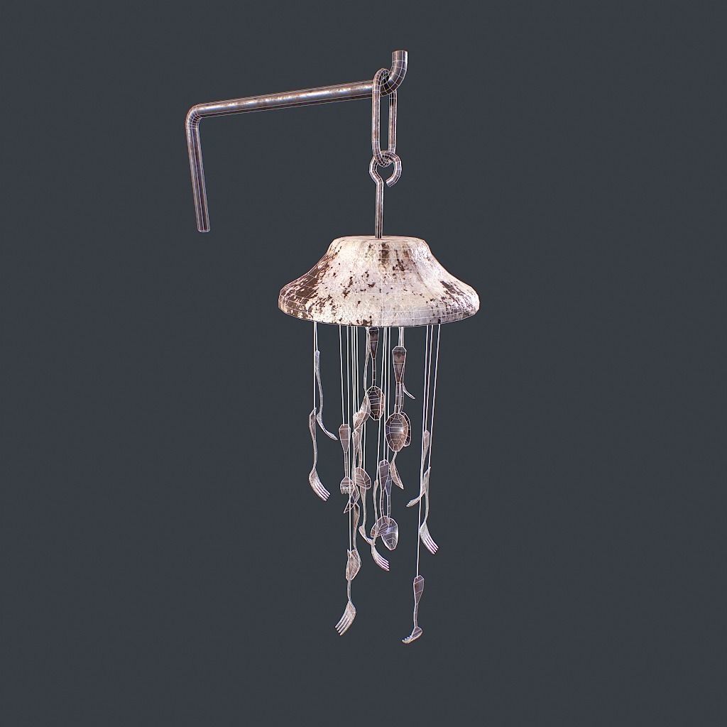 Windchime Spoons And Fork Animated Faster Low-poly 3D model_13