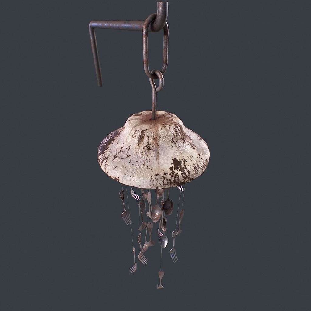 Windchime Spoons And Fork Animated Faster Low-poly 3D model_3