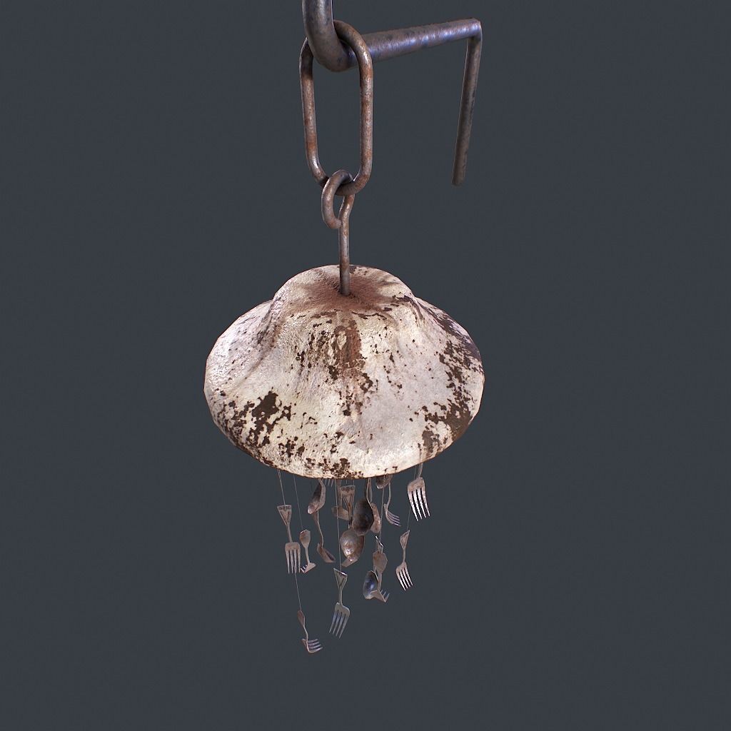 Windchime Spoons And Fork Animated Faster Low-poly 3D model_5