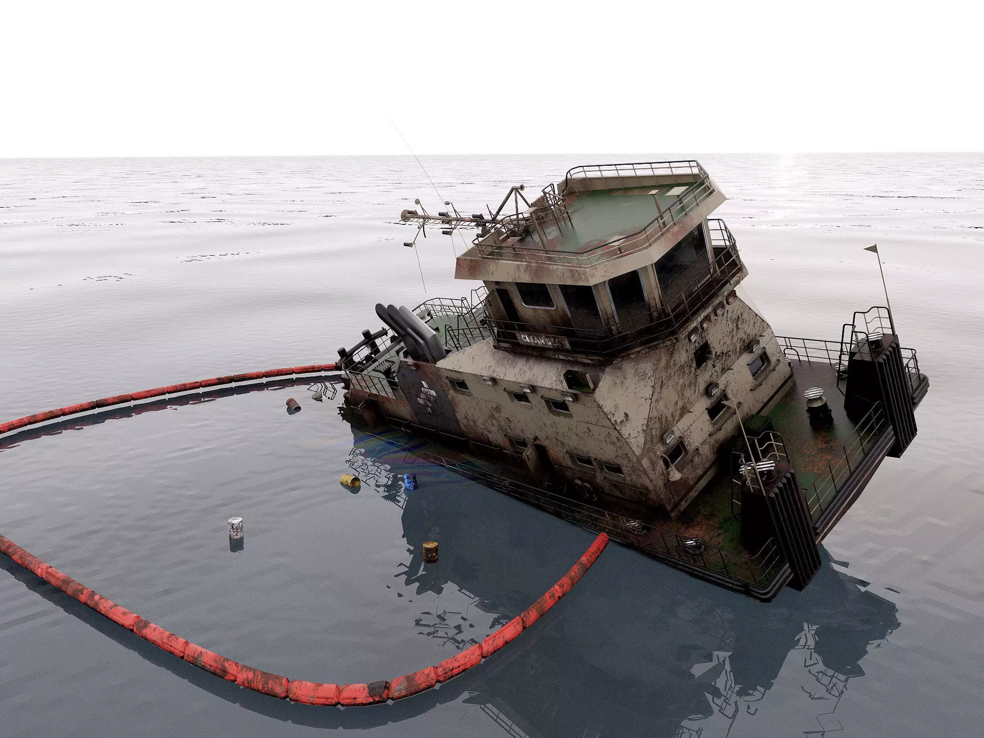 Old Push Boat 3D model_0