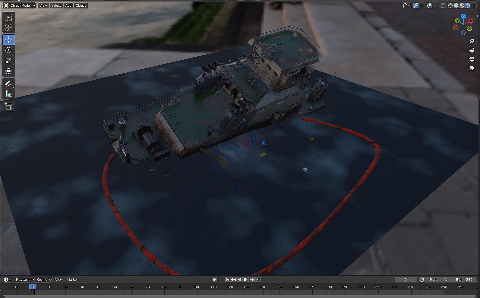 Old Push Boat 3D model_17