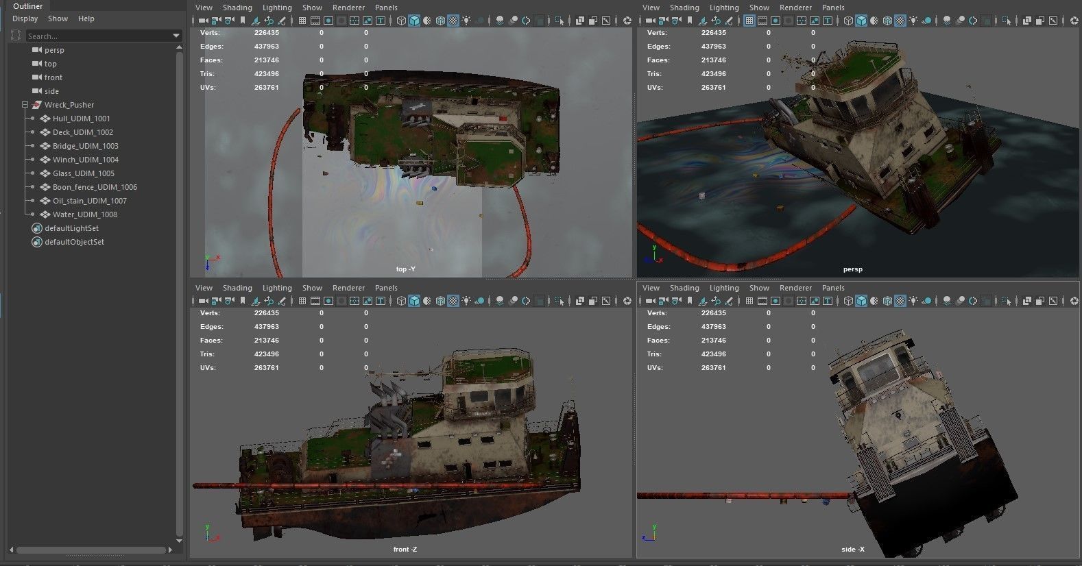 Old Push Boat 3D model_15