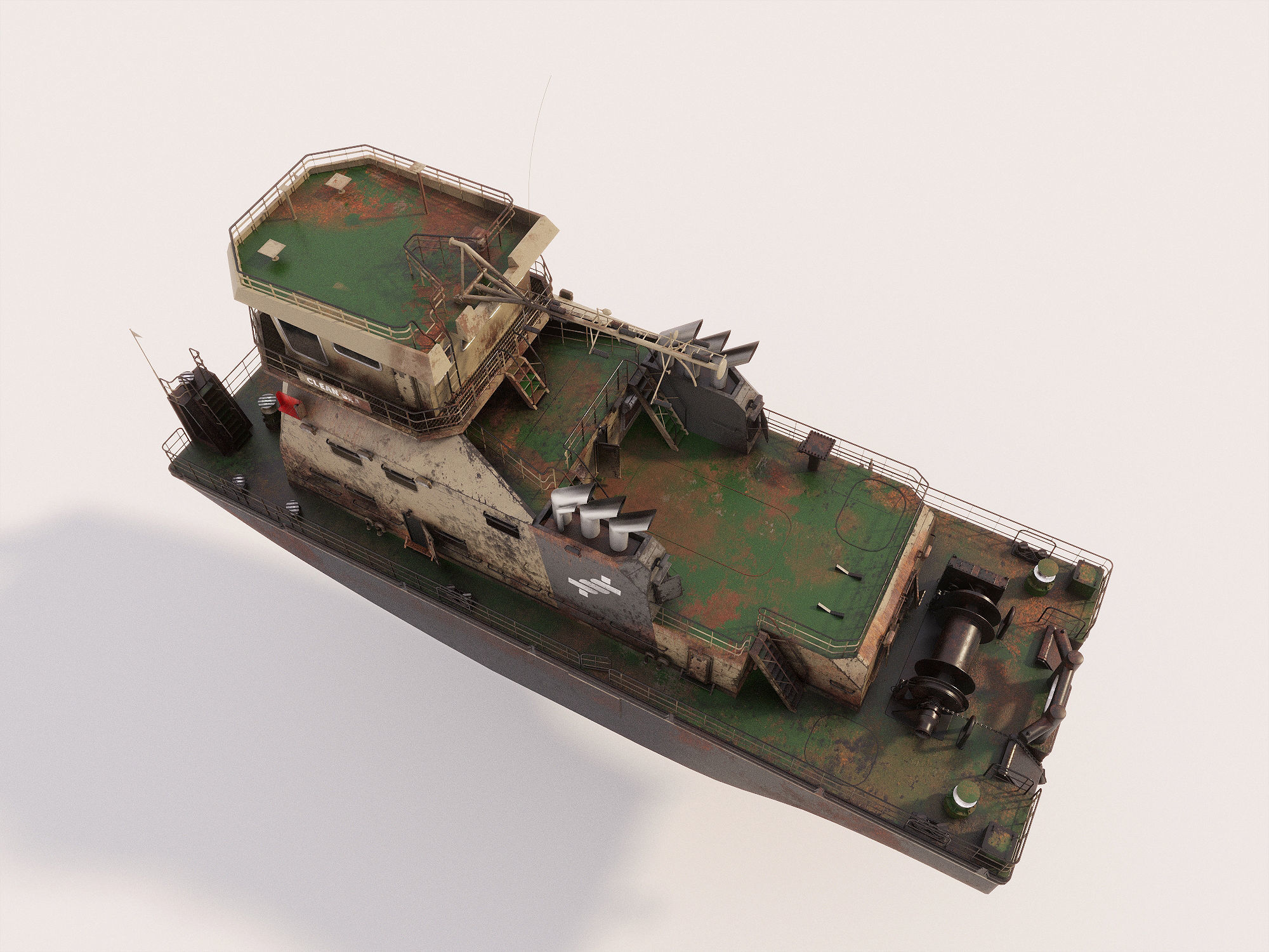 Old Push Boat 3D model_12