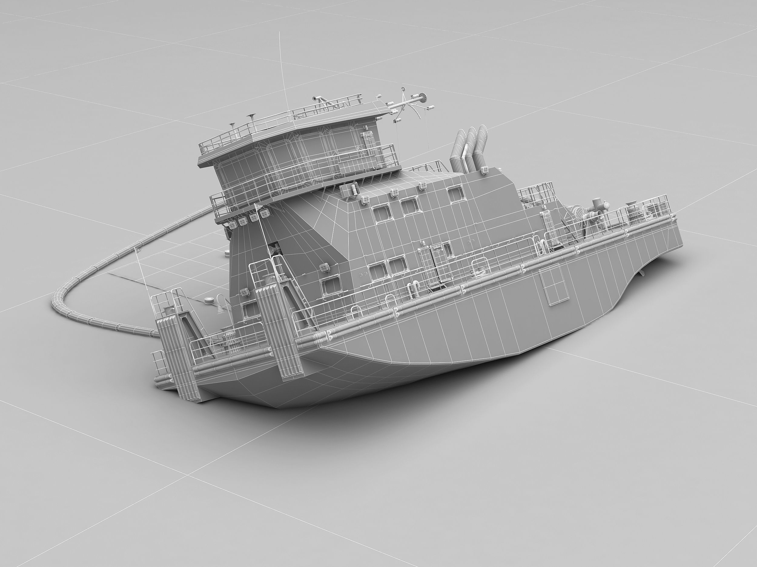 Old Push Boat 3D model_9
