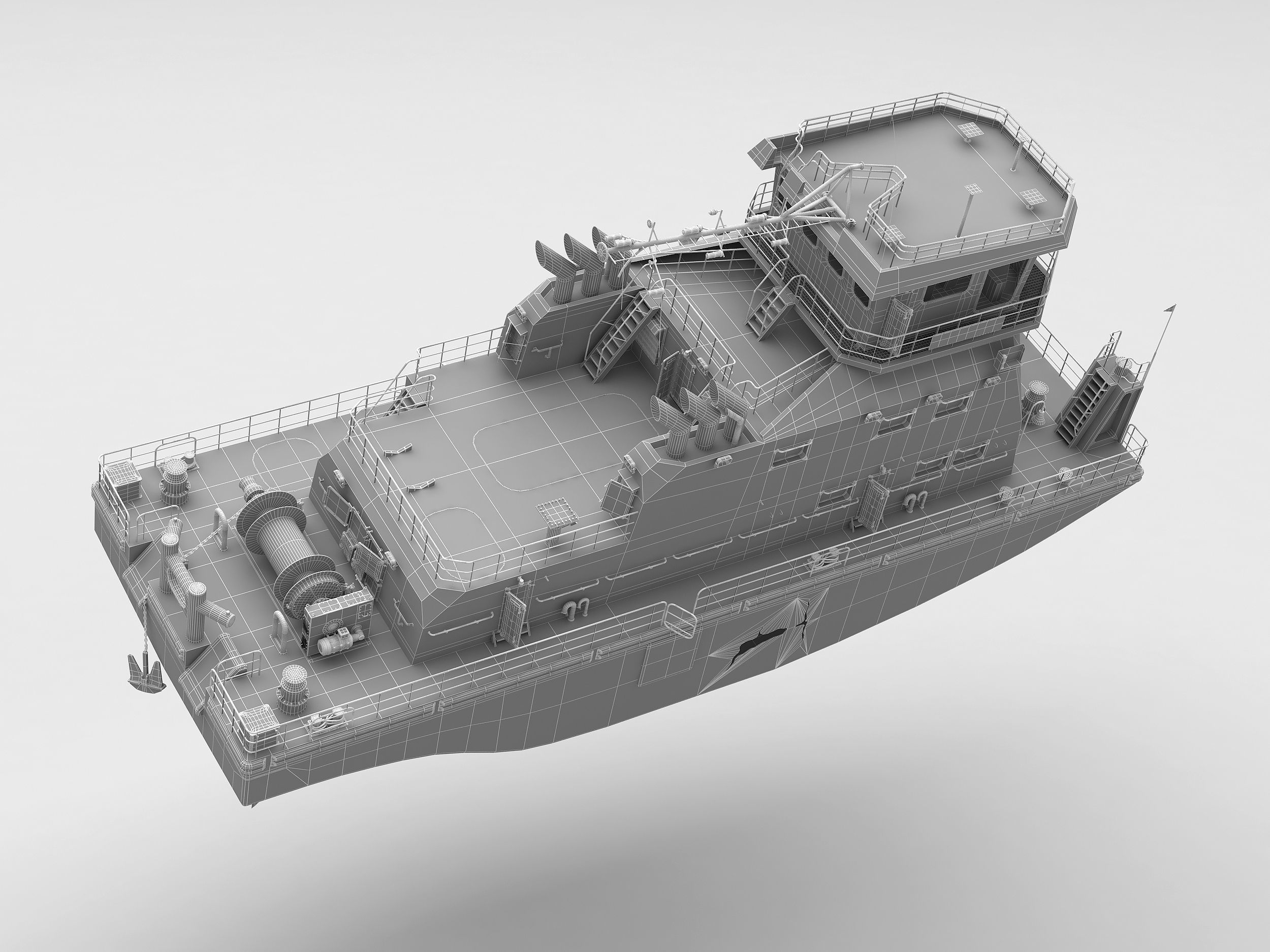 Old Push Boat 3D model_13