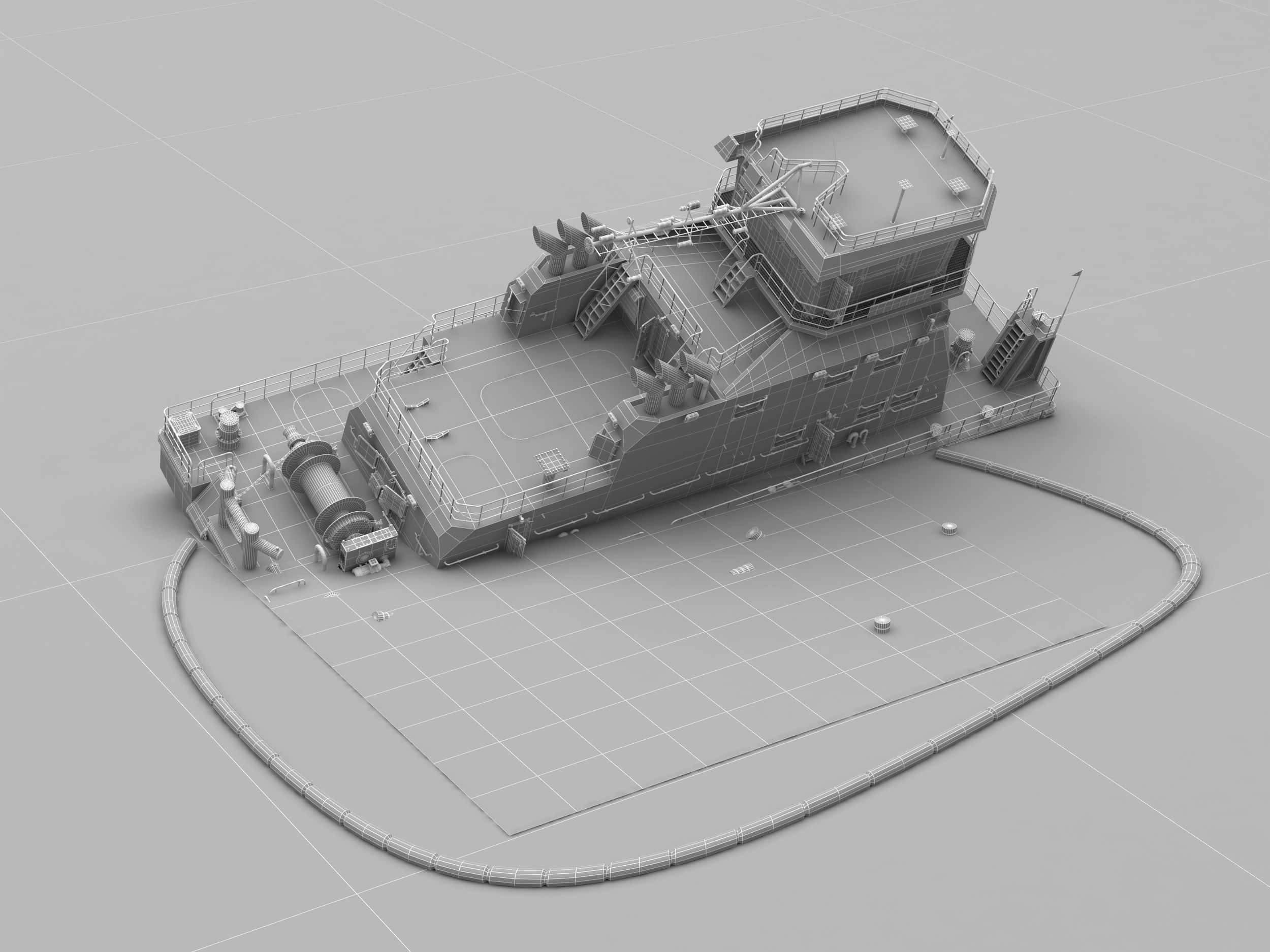 Old Push Boat 3D model_6