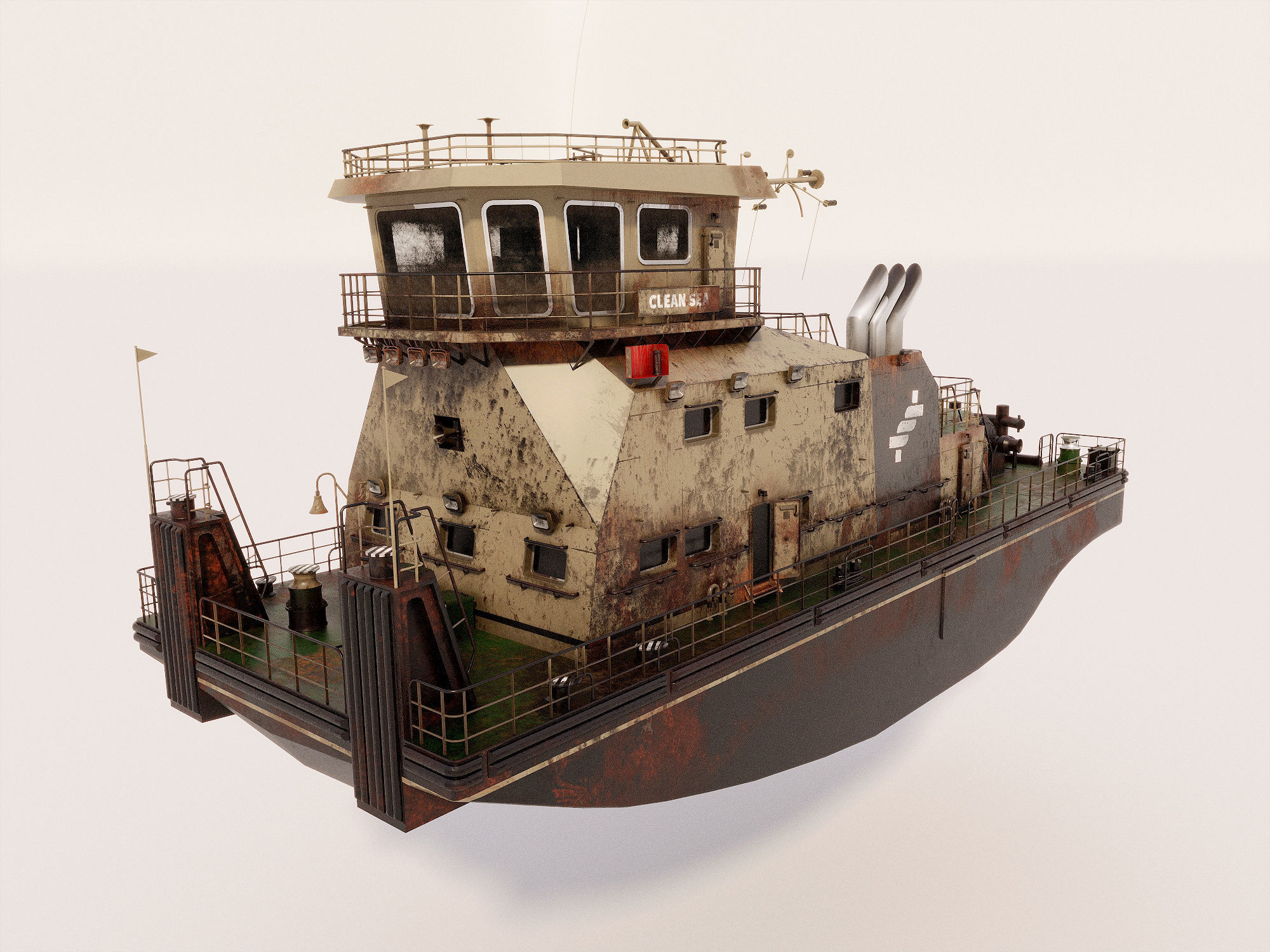 Old Push Boat 3D model_8