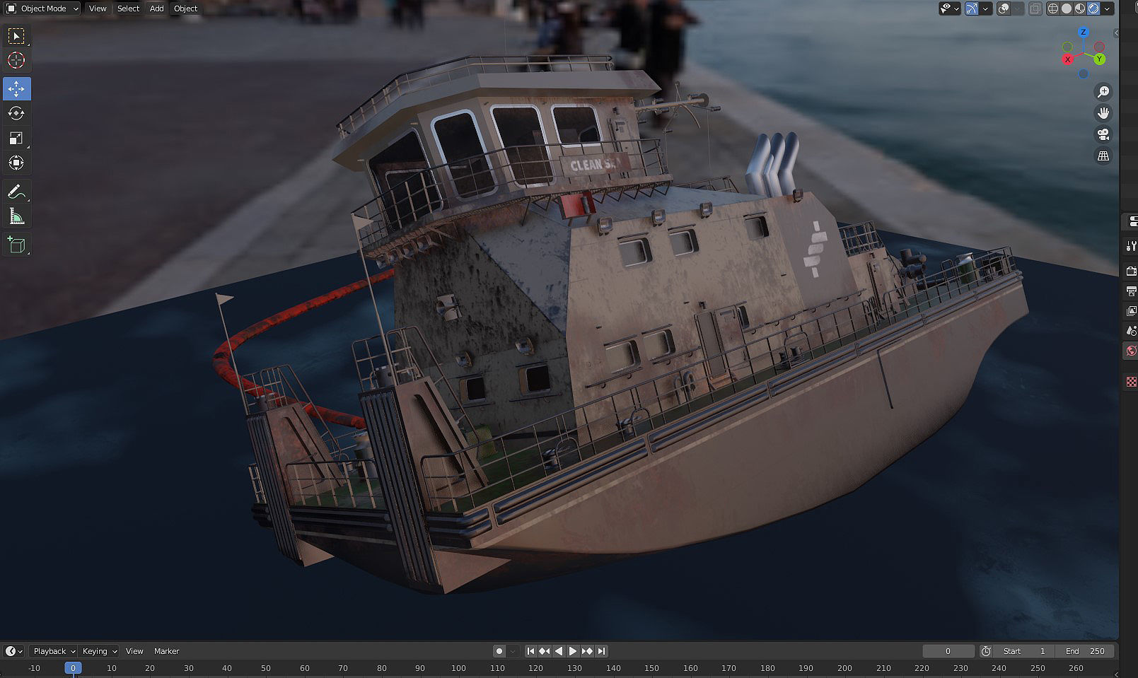 Old Push Boat 3D model_16