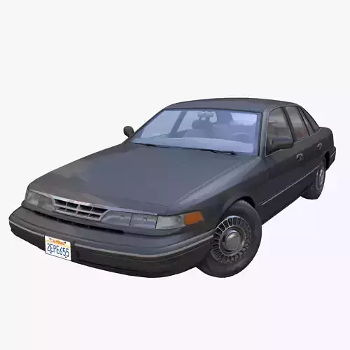 American 90s generic sedan  Low-poly 3D model