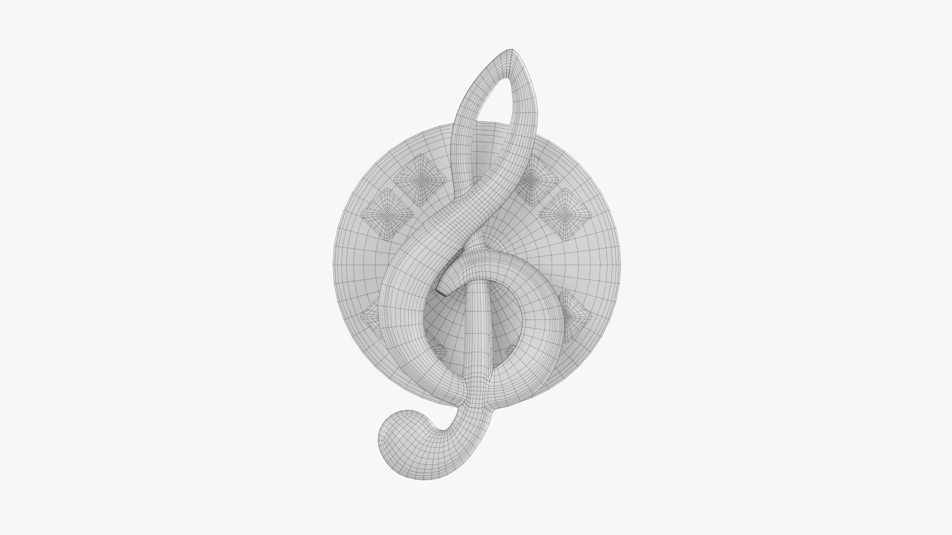 Music clef pin 3D model_9