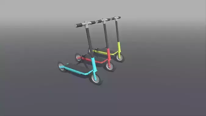 Scooter Low Poly three different colored scooters Low-poly 3D model