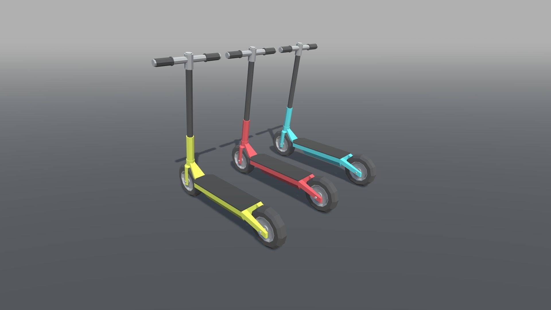 3D model Scooter Low Poly three different colored scooters VR / AR ...