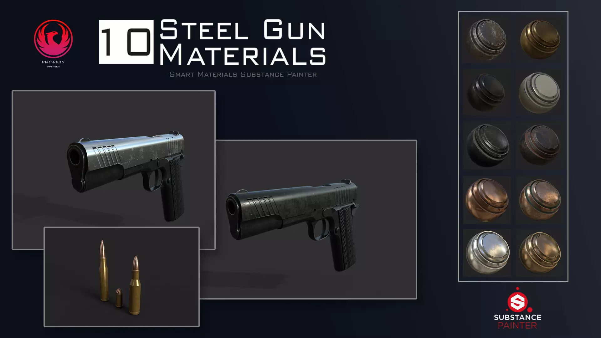 10 Steel Gun Materials 3D model_0