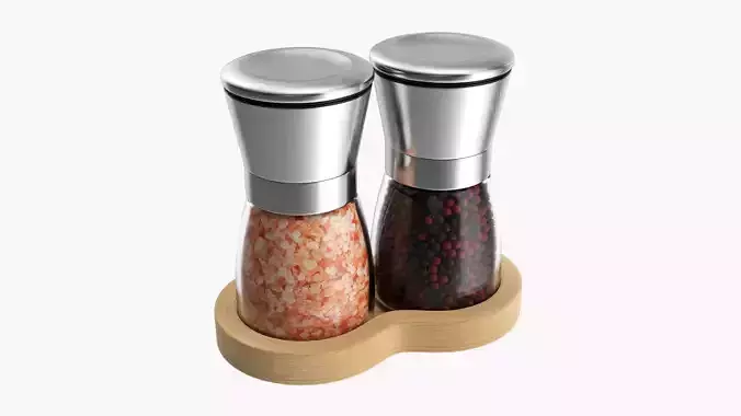Pepper and salt grinder set 02 3D model