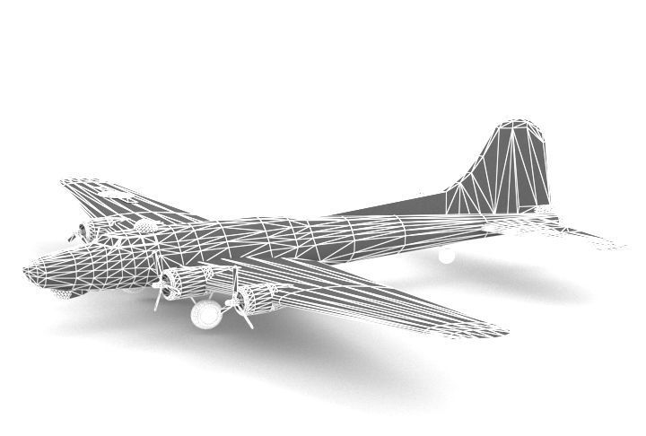 B17 Plane  Low-poly 3D model_3